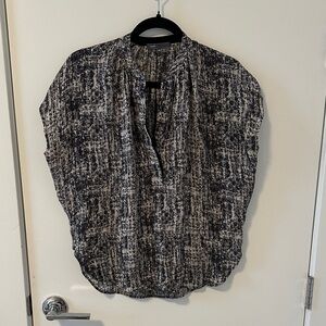 Vince Black and White Patterned Blouse